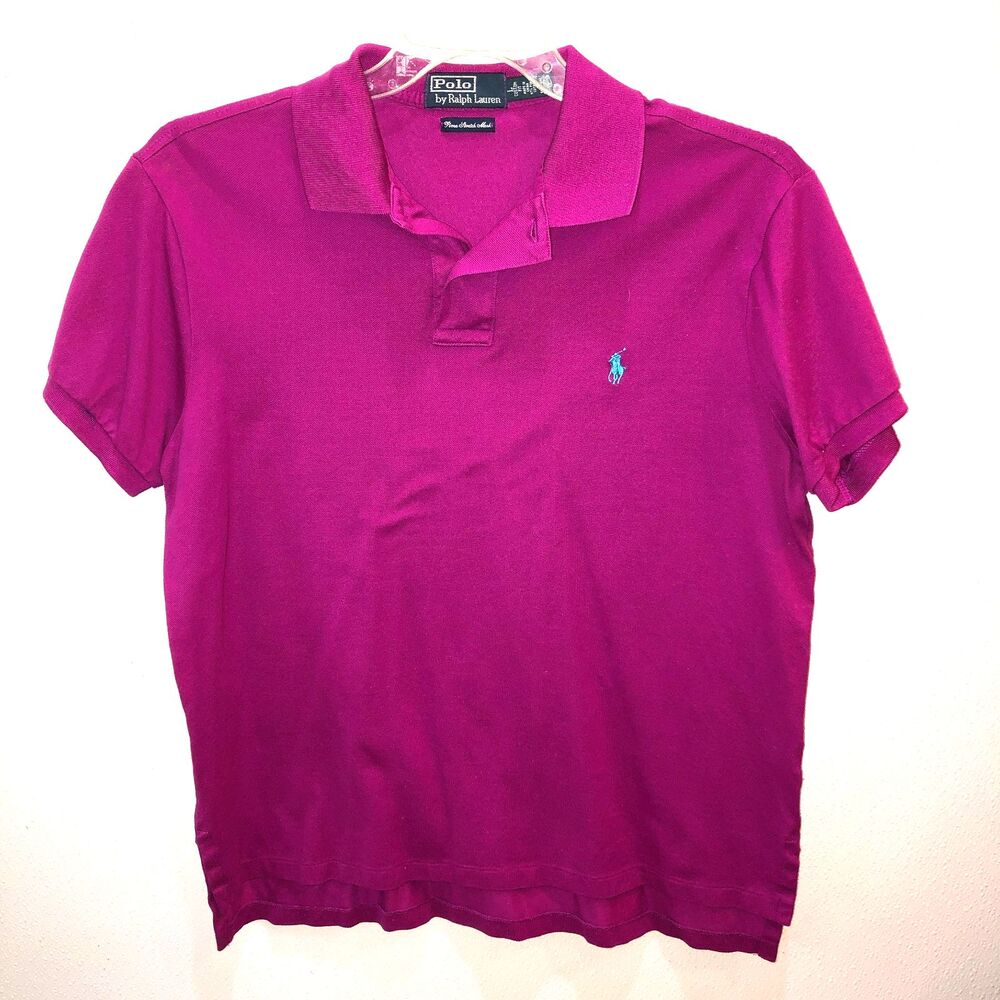 Polo Ralph Lauren Mens Large Fuschia Pink Pima Stretch Mesh Custom Fit Shirt - Picture 7 of 7